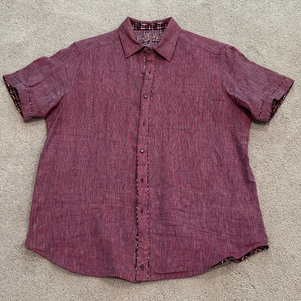 Robert Graham Maroon Casual Button Down Shirt